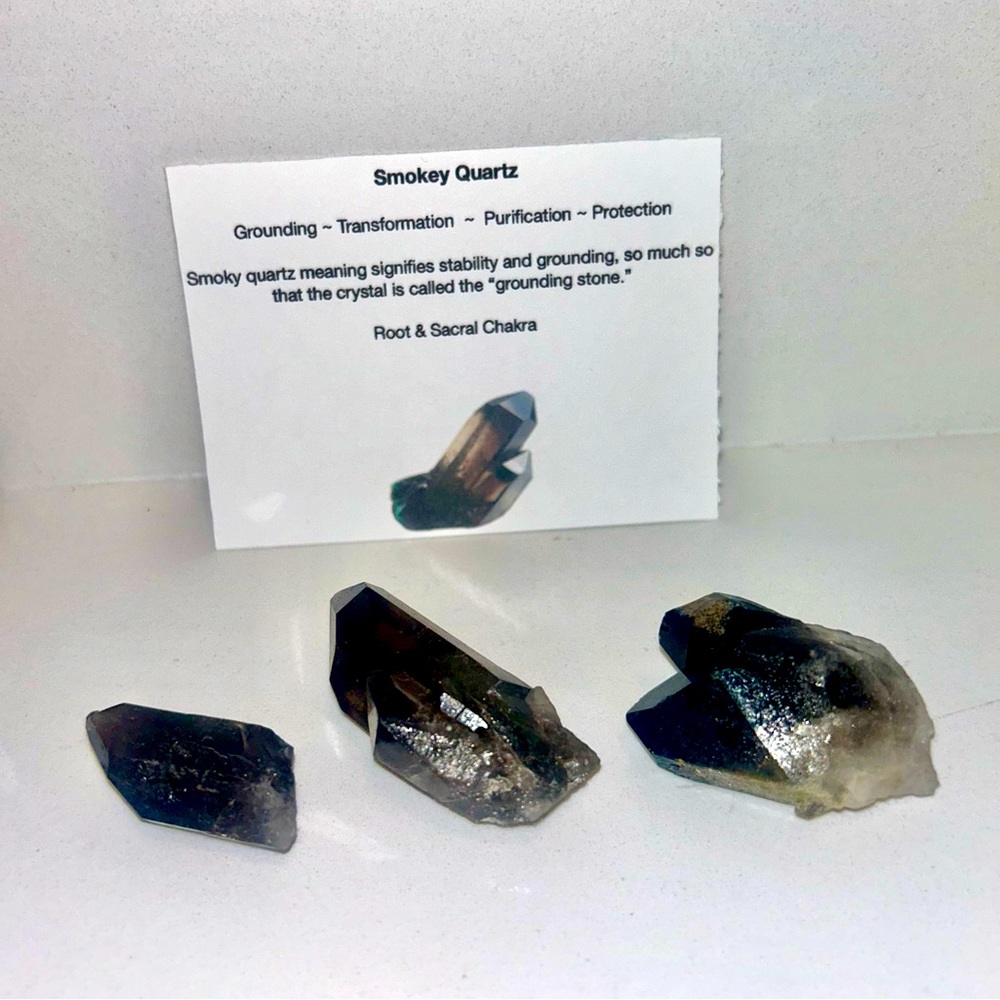 Smokey Quartz Crystal Magnent Set of 1 Multiple Shapes & Sizes